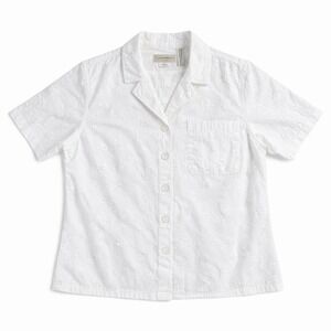 Classic Elements Button Up Shirt – L White Eyelet Cotton READ